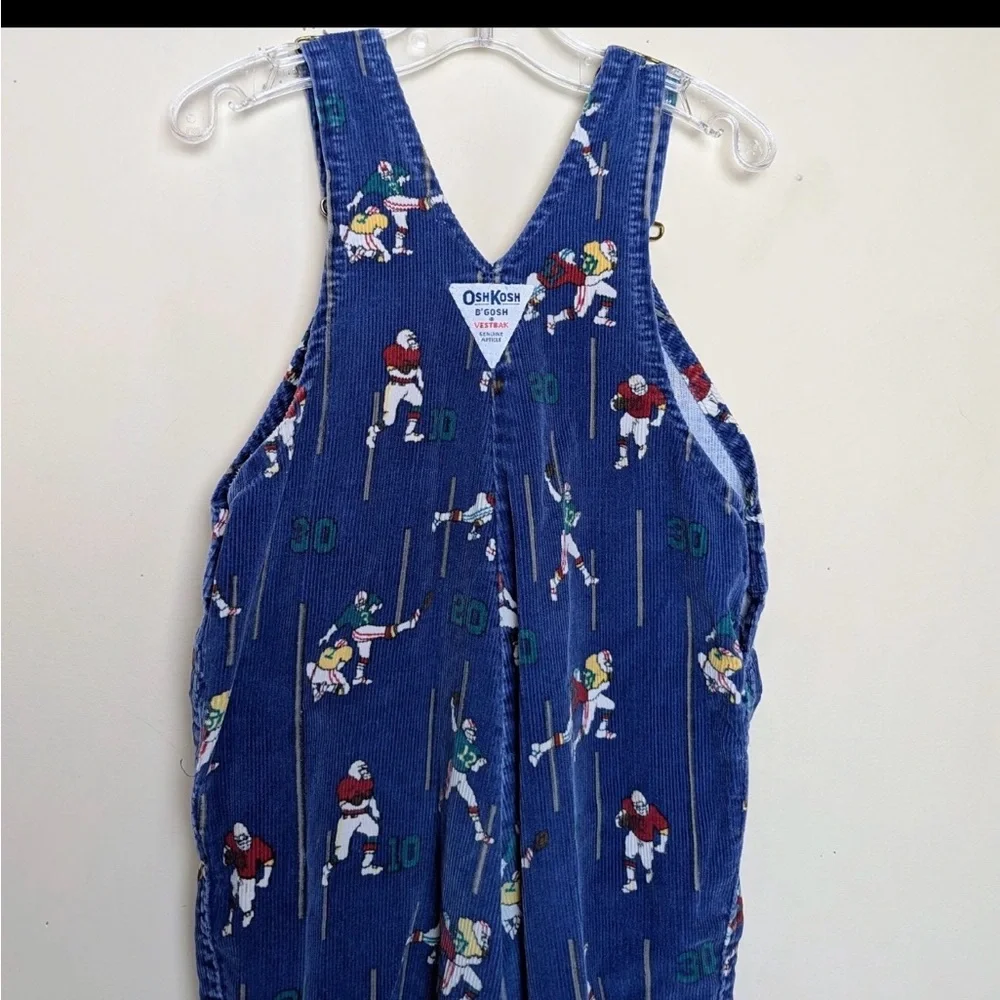 Vintage OshKosh B'gosh Corduroy Overalls with Football‎ Print